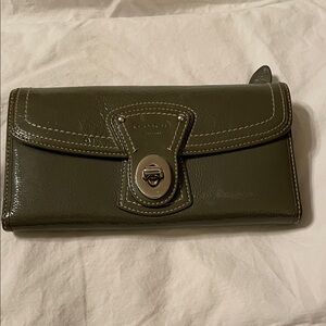 Coach Olive Green Patent Leather Wallet